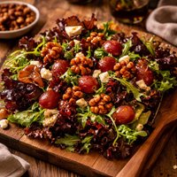 Red Leaf Salad with Candied Walnuts and Grapes