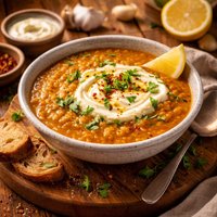Red Lentil Soup with Lemon Yogurt