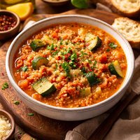 Red Lentil Zucchini Couscous Soup