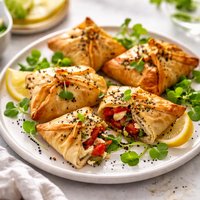 Red Pepper and Watercress Filo Parcels
