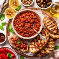 Red Pepper Tapenade and Charred Bread