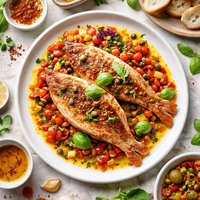 Red Snapper with Tomato Saffron Vinaigrette