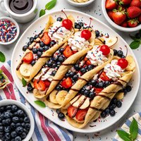 Red White and Blue Banana Split Crepes