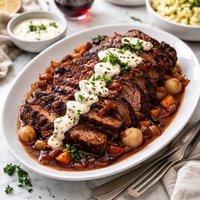 Red Wine Braised Beef Brisket W Horseradish Sauce Sara Moulton