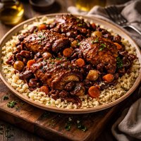 Red Wine Braised Chicken with Couscous