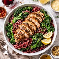 Red Wine Pasta Broccoli Rabe Grilled Herb Chicken