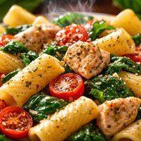 Reduced Fat Chicken Spinach Tomato Pasta