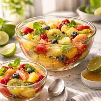 Refreshing Fruits in Sparkling Lime Vanilla Syrup