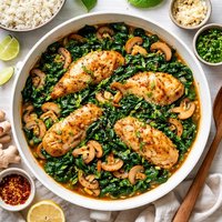 Refreshing Ginger Chicken with Spinach Mushrooms