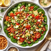 Refreshing Spinach Chickpea Veggie Salad