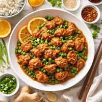 Restaurant Style Chinese Orange Chicken with Spring Peas