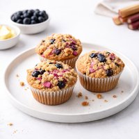 Rhubarb Blueberry Muffins