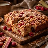 Rhubarb Raspberry Coffee Cake