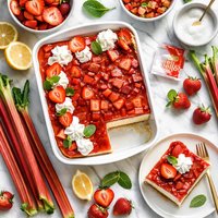Rhubarb Strawberry Jello Cake