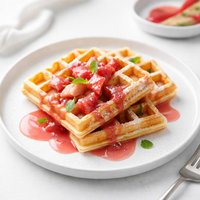 Rhubarb Waffles with Rhubarb Sauce Low Fat