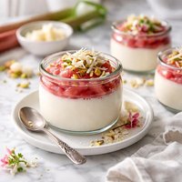 Rhubarb White Chocolate Puddings