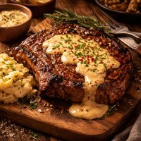 Rib Eye Steak with Spicy Cream A1 Sauce