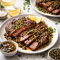 Rib Eye Steaks with Balsamic Caper Vinaigrette