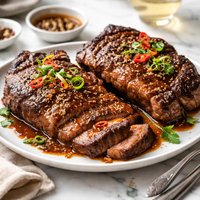 Rib Eye Steaks with Soy Mustard Glaze