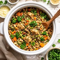 Rice Cooker Chicken Wild Rice and Veggies