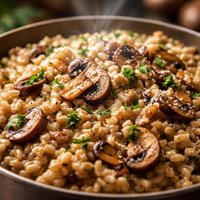 Rice Cooker Mushroom Barley Risotto