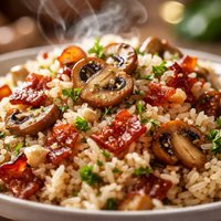 Rice Mushroom Bacon Delight