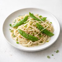Rice Noodles with Ginger and Snow Peas