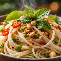Rice Noodles with Thai Basil Mint and Peanuts