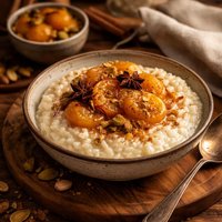 Rice Pudding with Chai Spice Saffron Apricots