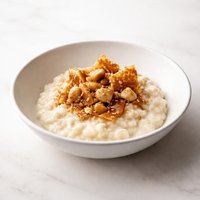 Rice Pudding with Macadamia Maple Brittle