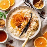 Rice Pudding with Vanilla Bean Orange and Rum