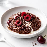Rich Chocolate Cherry Brown Rice Pudding