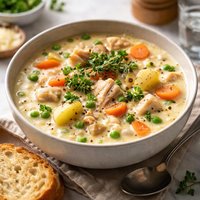 Rich Cream of Chicken Soup with Vegetables