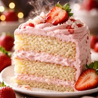Rich White Cake with Strawberry Frosting