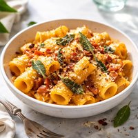 Rigatoni with Pumpkin and Bacon Sauce