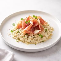 Risotto Mouselin Rice and Prosciutto Dish
