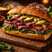Roast Beef Sandwich with Spicy Mayo and Avocado