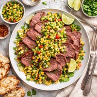 Roast Beef with Cucumber Corn Salsa