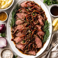 Roast Beef with Glazed Onions and Worcestershire Gravy