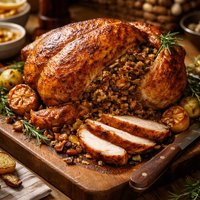 Roast Capon with Mushroom Stuffing