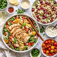 Roast Chicken Pasta and Grape Salad