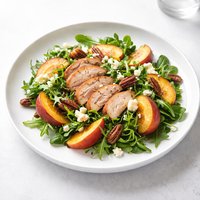 Roast Chicken Salad with Peaches Goat Cheese and Pecans