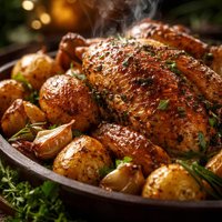 Roast Chicken with Potatoes Garlic