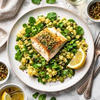 Roast Cod with Watercress Crushed Potatoes