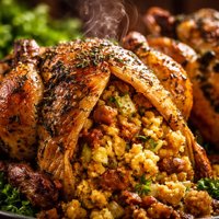 Roast Cornish Game Hens with Cornbread Stuffing