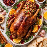 Roast Goose with Forcemeat and Spiced Cranberry and Apple Stuffi