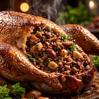 Roast Goose with Wild Rice Chestnut Stuffing