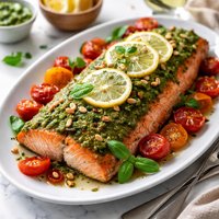 Roast King Salmon with Pesto Glaze