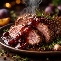 Roast Lamb with Plum Sauce