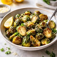 Roast Lemon and Pepper Brussels Sprouts with Parmesan